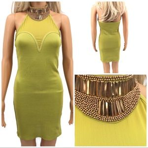 Wow Couture Lime Green Bodycon Dress Size Sm